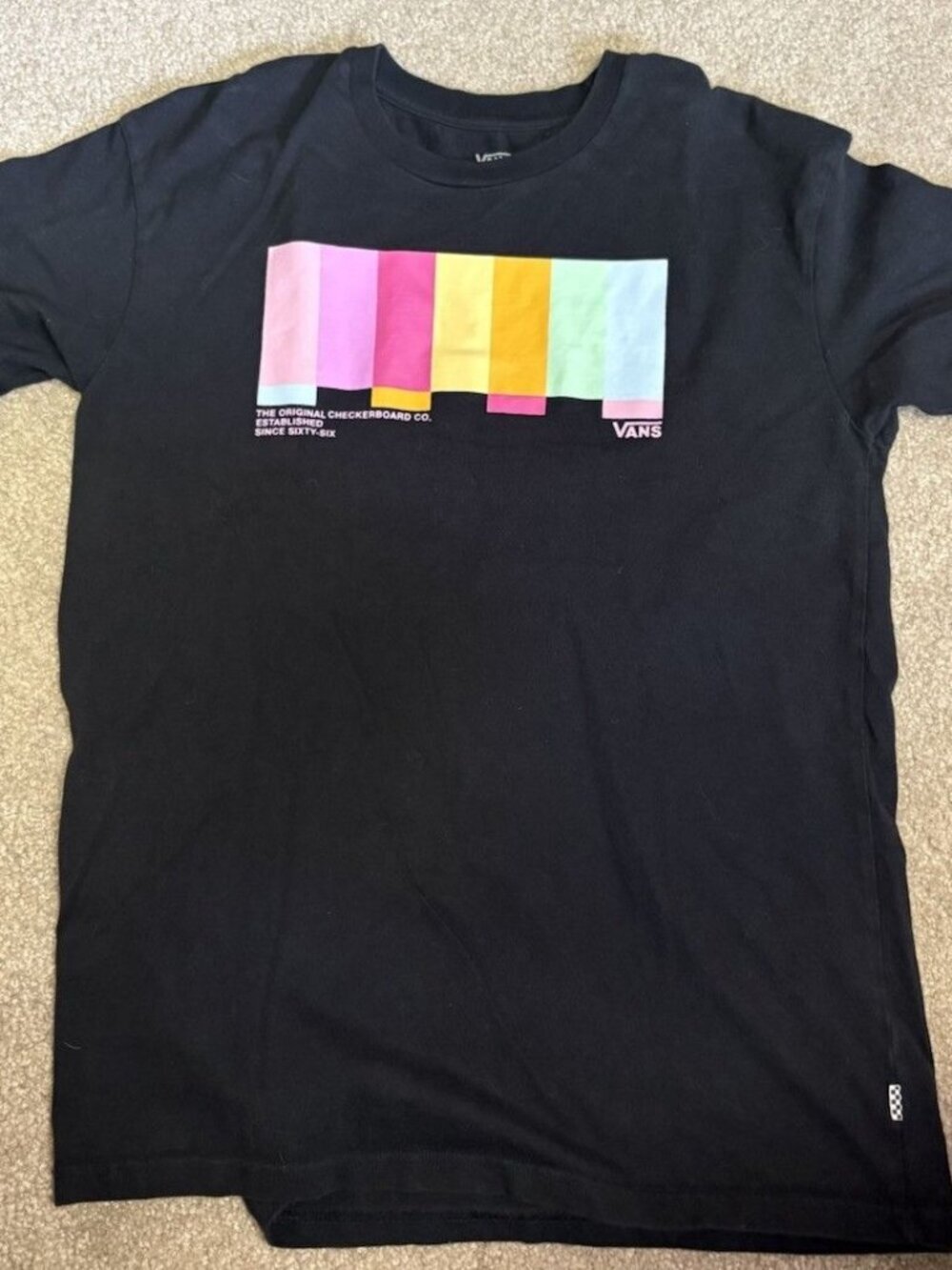 Vans Off the Wall Casual Crew Neck Graphic T Shirt Size Small S Black